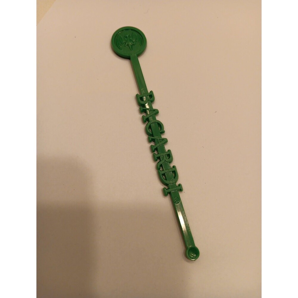 Bacardi Rum Swizzle Stick Drink Stirrer Bat Logo Green The Mixable One Miami Fla
